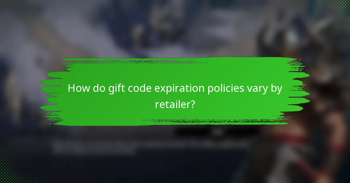 How do gift code expiration policies vary by retailer?